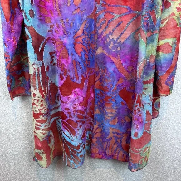 NWT Kamana Cardigan Womens XL Waterfall Watercolors Art to Wear Artsy Coastal - Picture 10 of 10